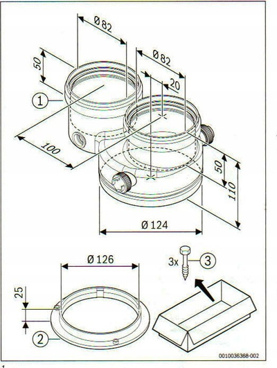 Adapter oxhaku Bosch C53x 7738113529, diametër 80/125mm, për kaldra me kondensim, ngjyrë e bardhë