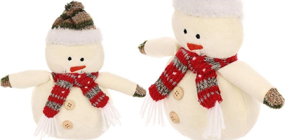 Dekorim Krishtlindjesh Saska Garden Snowman, dordolec bore tekstil, me kapelë dhe shall, e bardhë