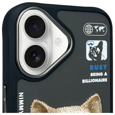 Kapak telefoni Nimmy Cool&Cute 2.0 Dog, për iPhone 16 6.1", i zi