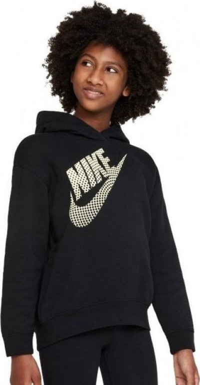 Bluzë me kapuç Nike Sportswear Junior, fleece, oversize, e zezë