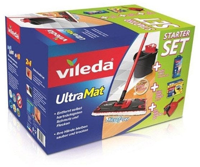 Set pastrimi Vileda Ultramat Starter Set, mop me kovë, mikroﬁbër, i zi