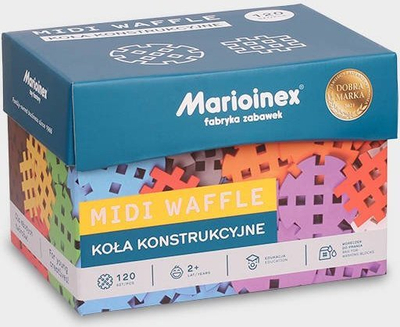 Lodër ndërtuese Marioinex Midi Waffle, 120 pjesë, me rrota, shumëngjyrëshe