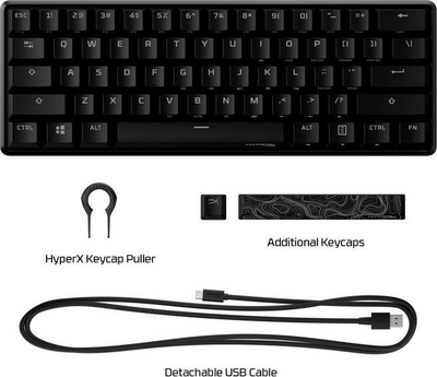 Tastierë HyperX Alloy Origins 60 (HKBO1S-RB-US / G), HyperX Red, US, e zezë