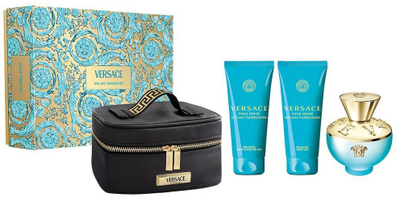 Set dhurate Versace Dylan Turquoise pour Femme, EDT 100ml, body lotion 100ml shower gel 100ml, me çantë