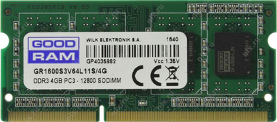 Memorje RAM GoodRam SODIMM (GR1600S3V64L11S/4G), DDR3L, 4GB, 1600MHz