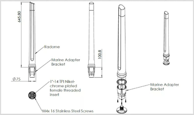 Antena detare Poynting OMNI-493, 5G LTE, 617-3800 MHz, 9 dBi, ngjyrë e bardhë