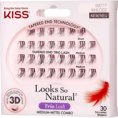 Qerpikë të ndamë KISS Look So Natural Trio Lash Medium KHLC02, 30 copa, ngjyrë natyrale