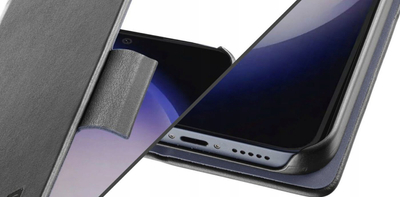 Këllëf libri Cellularline për Galaxy A55 5G, me xhepa për karta, bëhet dhe si qëndrim, i zi