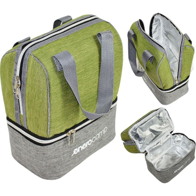 Çantë termike Enero Camp, 7L, 23x13x27 cm, jeshile me gri