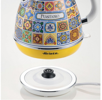 Çajnik elektrik Ariete 869/01, 1.7L, bazë rrotulluese 360°, Positano, i shumëngjyrshëm