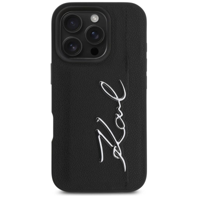 Mbulesë telefoni Karl Lagerfeld HC Grained PU Cardslot për iPhone 16 Pro Max, me xhep kartash, e zezë