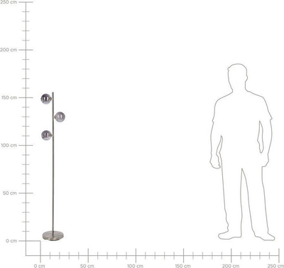 Lampë dyshemeje RAMIS Metal, 3 kupola, metalike, argjendi
