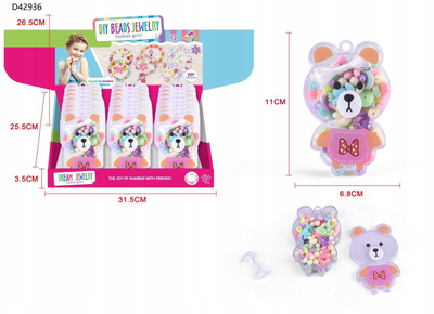 Set rruaza për bizhuteri Teddy Bear, pastel, shumëngjyrëshe