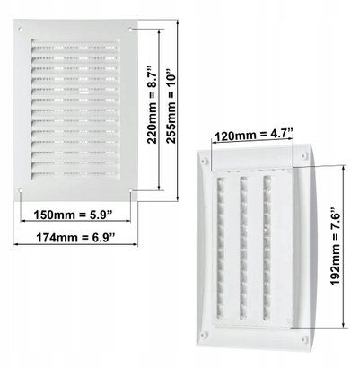 Grilë ventilimi Euro3plast Adjustable, plastike 250x170 mm, e bardhë
