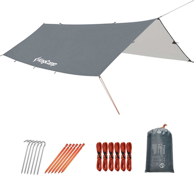 Tendë mbrojtëse King Camp Rimini L, poliestër ripstop, që s’e merr uji, gri e çelët