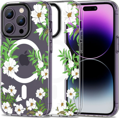 Këllëf telefoni Tech-Protect Magmood MagSafe, për iPhone 14 Pro Max, transparent me lule