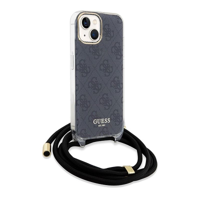 Kllëf telefoni Guess GUHCP15SHC4SEK për iPhone 15 14 13 6.1", me kordon, i zi