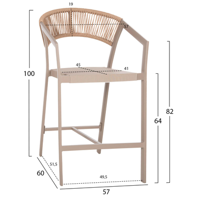 Stol bari mesatar alumini 57x60x100Hcm (HM5892.33)