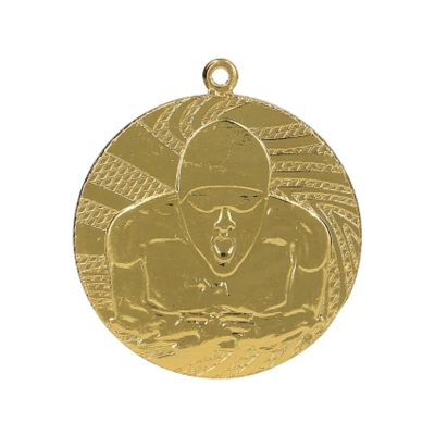 Medalje sportive Victoria Sport për not, çelik, 40mm, ngjyrë ari
