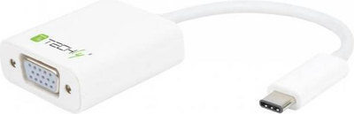 Përshtatës Techly USB-C to VGA, i bardhë