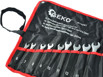 Сет комбинирани клучеви GEKO G11241, 12 парчиња, 6-22mm, CrV