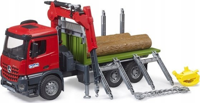 Lodër kamion Mercedes Benz Arocs Bruder, vinç druri, me trungje, shumëngjyrëshe