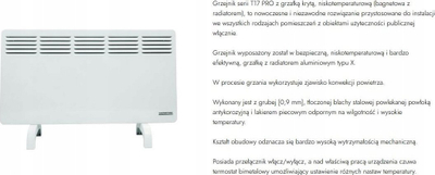 Ngrohës konvektor elektrik Thermoval T17 PRO, 500W, me termostat, i bardhë