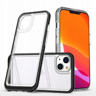 Këllëf telefoni Hurtel Clear 3n1 për iPhone 14 Plus, silikon i tejdukshëm, me kornizë të zezë