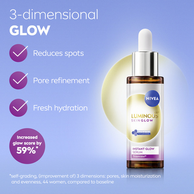 Serum fytyre NIVEA Luminous 630 Skin Glow, ndriçues, për unifikim të tonit