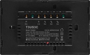 Çelës muri i mençëm Sonoff T3US3C, Wi-Fi, 3 kanale, i zi