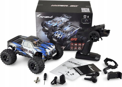 Makinë me telekomandë Amewi HyperGo Monster Truck, shkallë 1:16, bateri Li-Po 1050mAh, blu