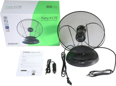 Antene e brendshme TV EVOLVEO Xany 4 LTE, DVB-T/T2 HD, me përforcues 50 dB, e zezë