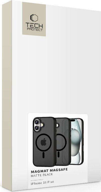Mbulesë telefoni Tech-Protect Magmat MagSafe për iPhone 16 Plus, prej gome TPU dhe polikarbonati, e zezë