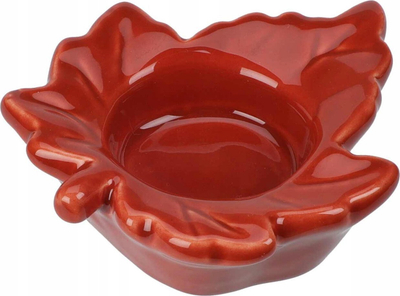 Mbajtëse qirini tealight Home Styling Collection në formë gjethe panje, qeramike, 10 cm, e kuqe