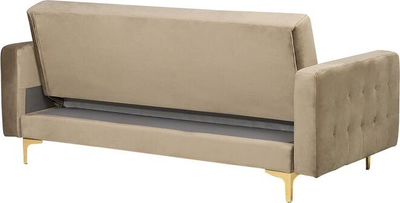 Divan krevati Beliani Aberdeen, 3 vende, kadife, bezhë rëre