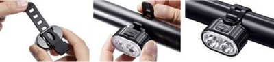 Dritë e përparme biçiklete LED, USB i rikarikueshëm, rezistente ndaj ujit, e zezë