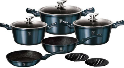 Set tenxheresh BerlingerHaus Metallic Line Aquamarine BH-1884, 10 copë, alumin, blu metalike