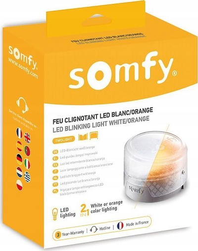 Llambë sinjali Somfy LED për porta, dritë portokalli dhe e bardhë, për jashtë