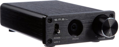 Amplifikator audio SMSL Mini 5, dalja për altoparlantë, dalje për kufje, i zi