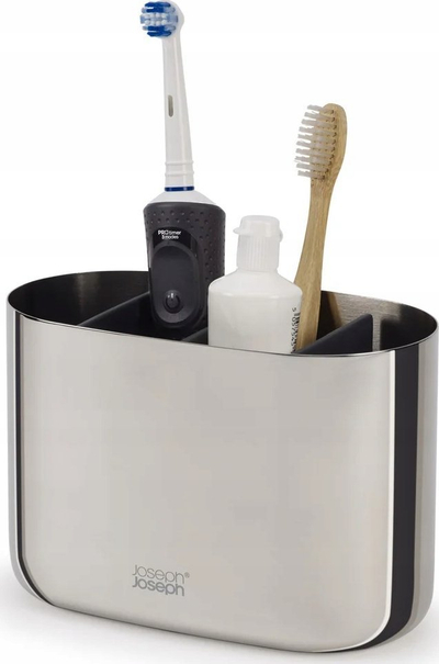 Mbajtëse furçash dhëmbësh Joseph Joseph EasyStore Luxe, çelik inox, e madhe, ngjyrë argjendi