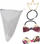 Set aksesorësh flokësh Donegal, me 3 llastikë, me çantë kozmetike argjendtë