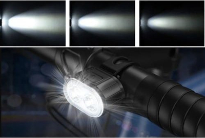 Dritë e përparme biçiklete LED, USB i rikarikueshëm, rezistente ndaj ujit, e zezë