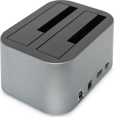 Dock për hard disk Digitus Dual SATA, 2.5"/3.5", USB 3.0, gri me të zezë