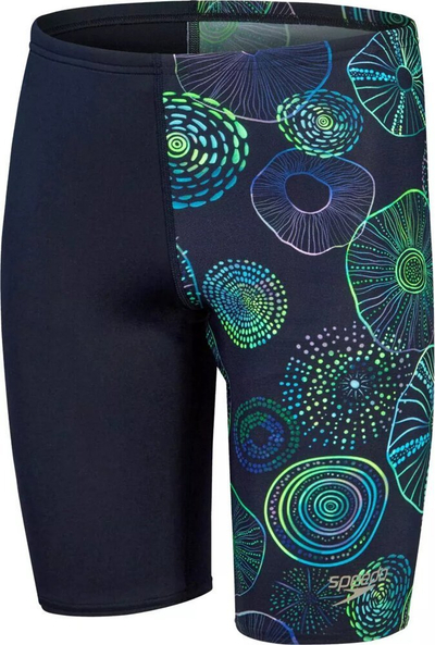 Rroba banje për çuna Speedo Club Training Jellyfish Glows Jammer, ECO Endurance+, navy me jeshile