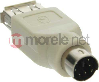 Adapter USB InLine 33103, USB A femër në PS/2 mashkull, i bardhë