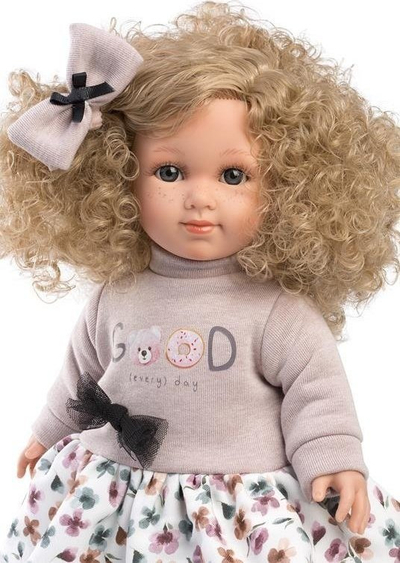 Kukull Llorens Elena, 35 cm, trup i butë, shumëngjyrëshe