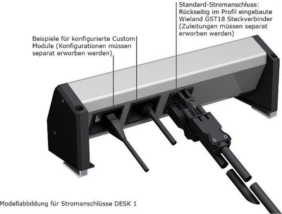 Zgjatues tavoline Bachmann Desk 1, 3 presa AC, 2 porta RJ45, i zi