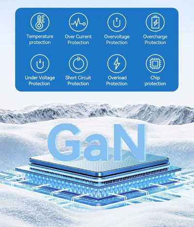Adapter universal udhëtimi Vention GaN, 4 porta USB C dhe A, 65W, i zi