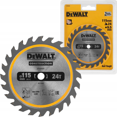 Teh rrethor DeWalt DCS571, 115mm, 24 dhëmbë, 9.5mm