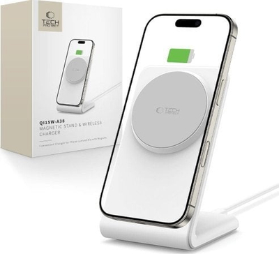 Karikues wireless Tech-Protect QI15 Magnetic MagSafe, 15W, me magnet, i bardhë